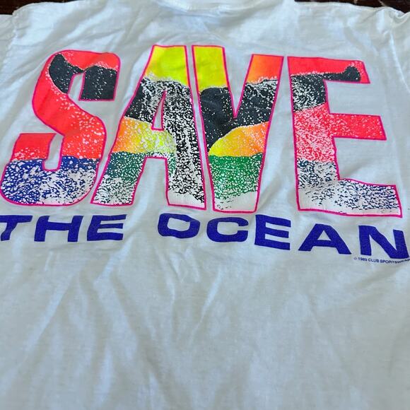 VTG 1989 Save the Ocean Club Sportswear TShirt XL Single Stitch 90s Conservation - Picture 6 of 10